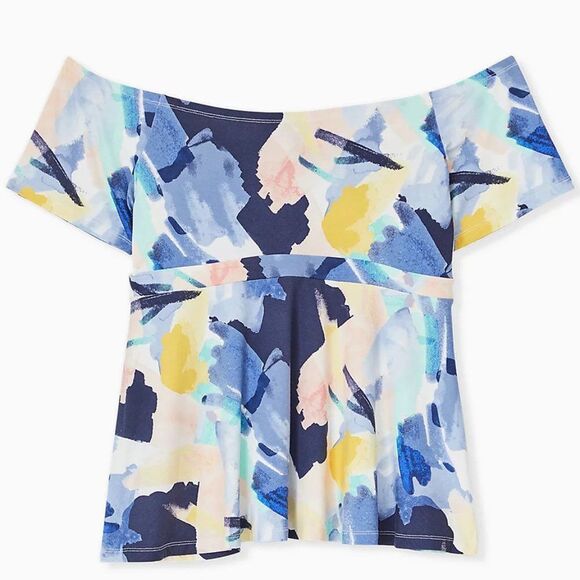 🆕 Torrid Tie Front Off Shoulder Peplum Top 5X - Picture 1 of 4